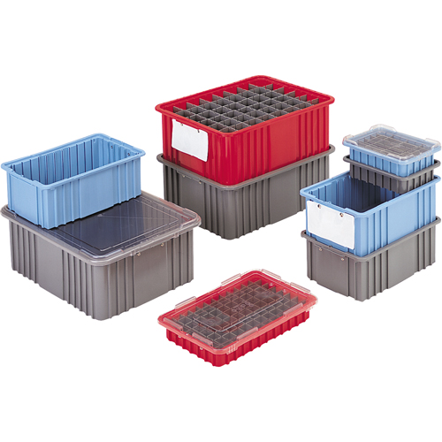 Divider Box&reg; Containers, Polyethylene, 10.8" W x 8.3" D x 2.5" H, Grey Buying Direct Corp.