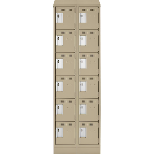 Clean Line Lockerette , 6 -tier, Bank of 2, 24" x 18" x 82", Steel, Beige, Rivet (Assembled) Buying Direct Corp.