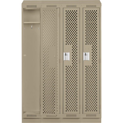 Clean Line Lockers, Bank of 4, 48" x 15" x 82", Steel, Grey, Rivet (Assembled), Perforated Buying Direct Corp.