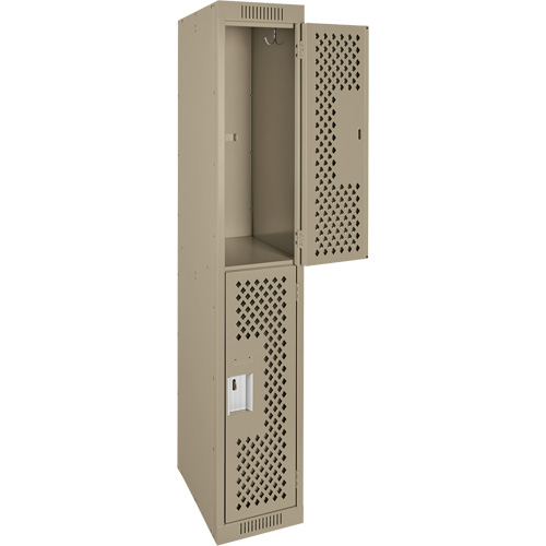 Clean Line Lockers, 2 -tier, 12" x 12" x 72", Steel, Beige, Rivet (Assembled), Perforated Buying Direct Corp.