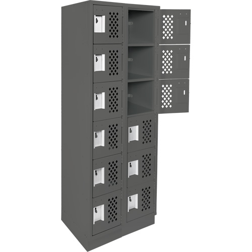 Assembled Lockerettes Clean Line Perforated Economy Lockers, 6 -tier, Bank of 2, 18" x 72" x 12", Steel Buying Direct Corp.