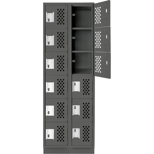 Assembled Lockerettes Clean Line Perforated Economy Lockers, 6 -tier, Bank of 2, 18" x 72" x 12", Steel Buying Direct Corp.