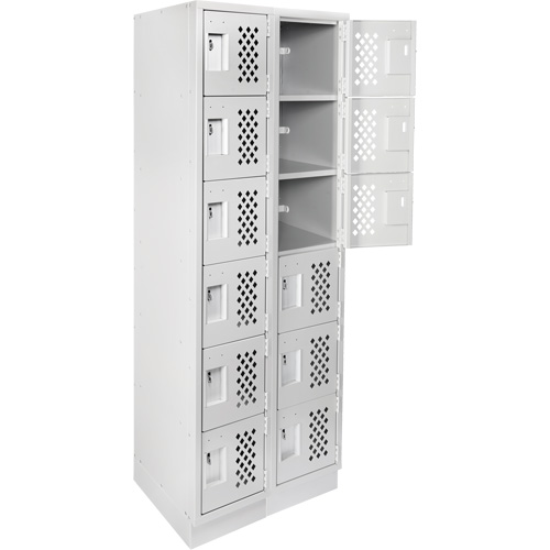 Assembled Lockerettes Clean Line Perforated Economy Lockers, 6 -tier, Bank of 2, 18" x 72" x 12", Steel Buying Direct Corp.