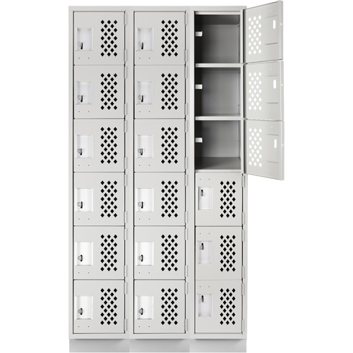Assembled Lockerettes Clean Line Perforated Economy Lockers, 6 -tier, Bank of 3, 18" x 72" x 12", Steel Buying Direct Corp.