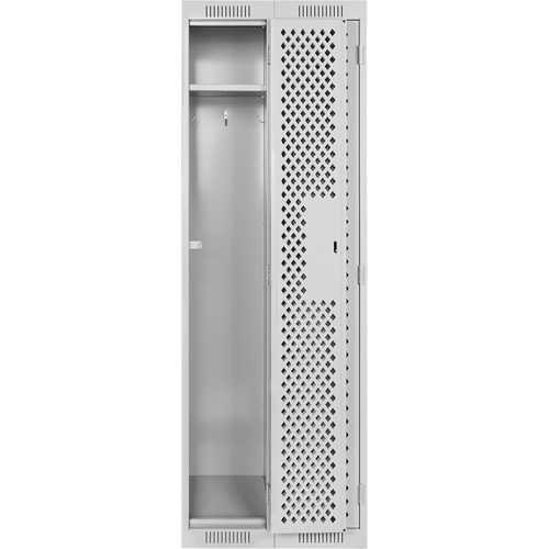 Clean Line Lockers, 2 -tier, 12" x 12" x 72", Steel, Grey, Rivet (Assembled), Perforated Buying Direct Corp.