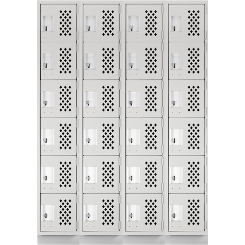 Assembled Clean Line Perforated Economy Lockers, 6 -tier, Bank of 4, 18" x 72" x 12", Steel Buying Direct Corp.