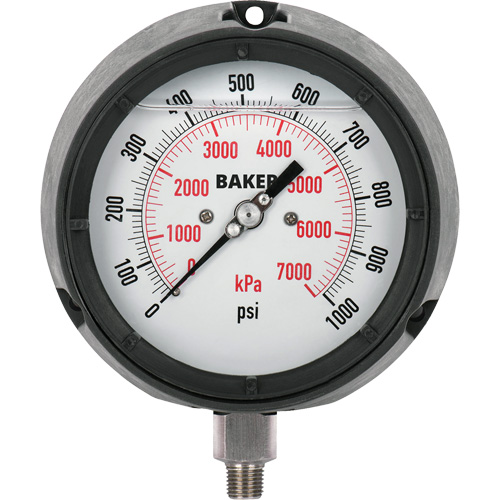 Pressure Gauge, 4-1/2" , 0 - 1000 psi, Bottom Mount, Liquid Filled Analogue Buying Direct Corp.