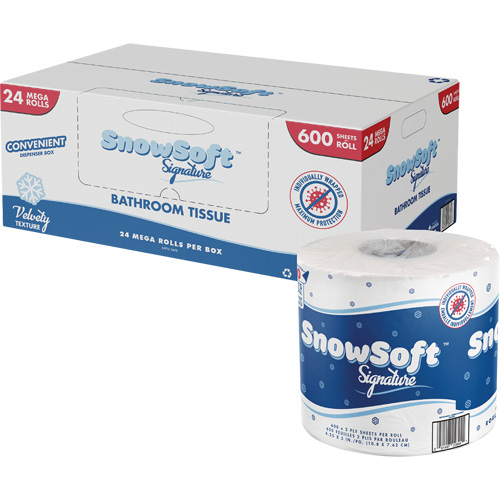 Papier hygi&eacute;nique de premi&egrave;re qualit&eacute; Snow Soft, 2 Pli, 600 Feuilles/Rouleu, Longueur 145', Blanc Buying Direct Corp.