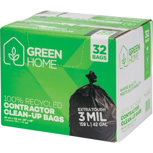 Green Home Garbage Bags, Strong, 33" W x 48" L, 3 mils, Black, 159 L (42 Gal.) Capacity Buying Direct Corp.
