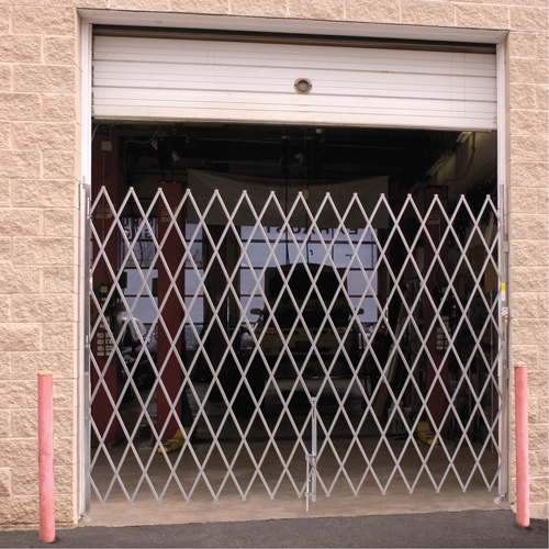 Galvanized Folding Security Gates, Fixed Single Folding, 4' L x 8' H Expanded Buying Direct Corp.