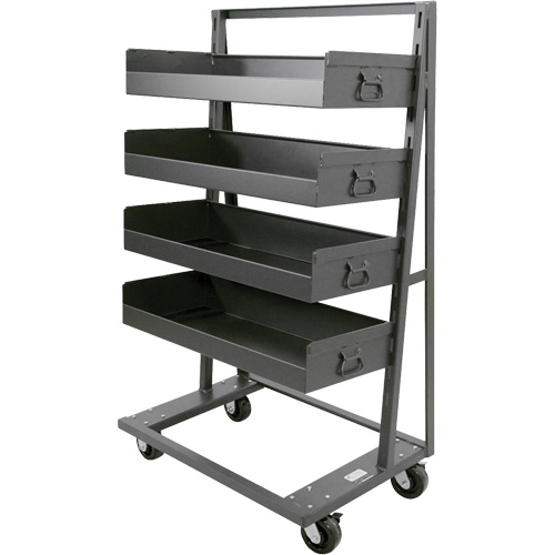 Single-Sided Heavy Duty A-Frame Cart with 4 Large Lipped Trays, 38" x 25" x 63", 2500 lbs. Capacity Buying Direct Corp.