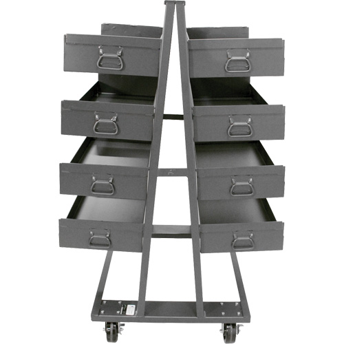 Double-Sided Heavy Duty A-Frame Cart with 8 Large Lipped Trays, 38" x 30" x 63", 2500 lbs. Capacity Buying Direct Corp.