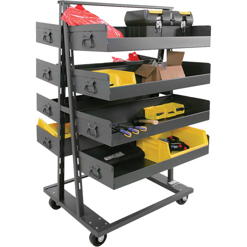 Double-Sided Heavy Duty A-Frame Cart with 8 Large Lipped Trays, 38" x 30" x 63", 2500 lbs. Capacity Buying Direct Corp.