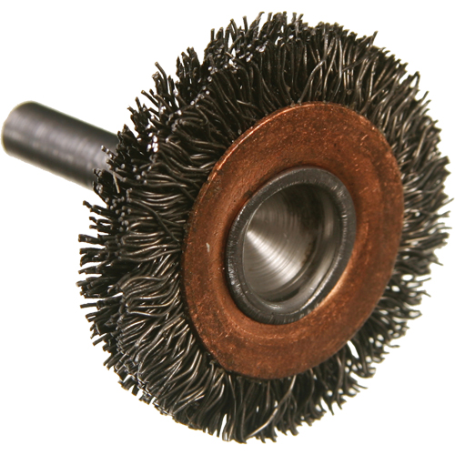Brosses mont&eacute;es &agrave; fils cr&ecirc;p&eacute;s circulaires, 3", Fils 0,014", Tige 1/4" Buying Direct Corp.