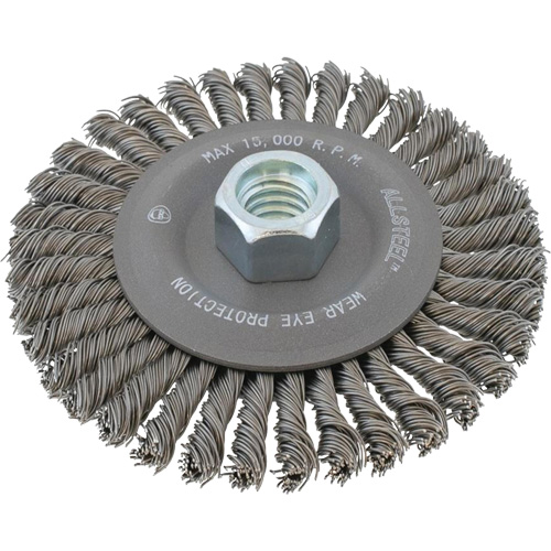 ALLSTEEL Wheel Wire Brush, 6" Dia., 0.02" Fill, 5/8"-11 Arbor Buying Direct Corp.