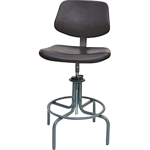 600 Series Rectangular Stool with Back , Mobile, Adjustable, 25" - 31", Polyurethane Seat, Black Buying Direct Corp.