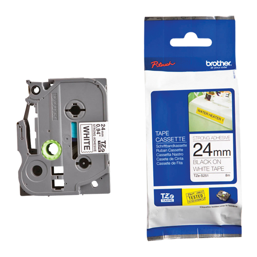 Laminated Industrial Tape, 24 mm x 13', Black on White Buying Direct Corp.