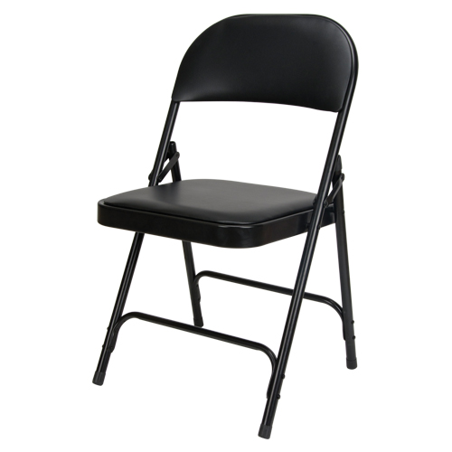 Vinyl Padded Folding Chair, Steel, Black, 300 lbs. Weight Capacity Buying Direct Corp.