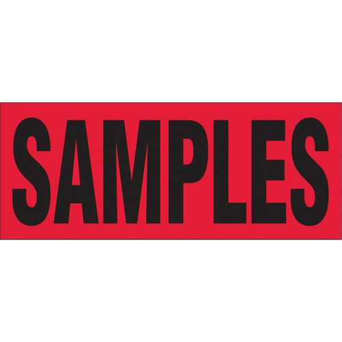 "Samples" Special Handling Labels, 5" L x 2" W, Black on Red Buying Direct Corp.