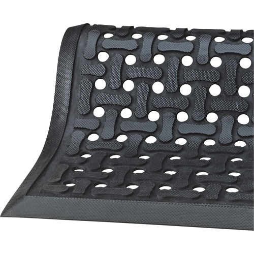 Comfort Flow Mats, Slotted, 2-83/100' x 9-1/12' x 3/8", Black, Nitrile Buying Direct Corp.