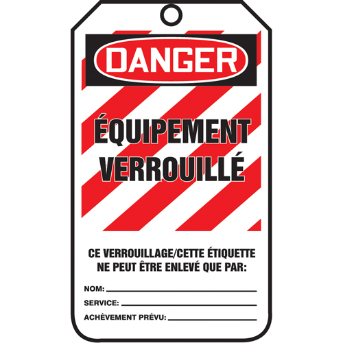 &eacute;tiquettes de s&eacute;curit&eacute; - Verrouillage, Papier cartonn&eacute;, 3-1/8" la x 5-7/8" h, Français Buying Direct Corp.