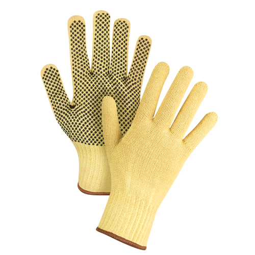 Gants tricot&eacute;s sans couture &agrave; pois, Taille Grand/9, Calibre 7, Rev&ecirc;tement PVC, Enveloppe en Kevlar, ASTM ANSI niveau A2/EN 388 niveau 3 Buying Direct Corp.