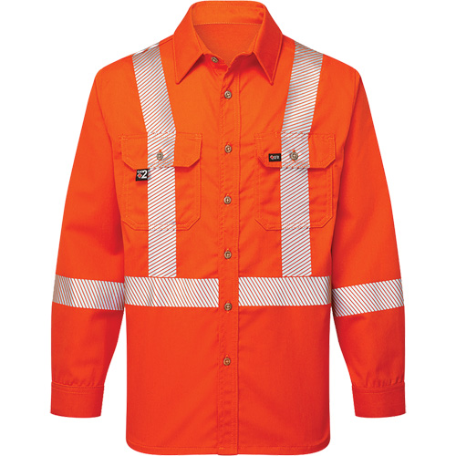 Ultrasoft&reg; Flame Resistant Deluxe Segmented Striped Work Shirt, X-Large, Orange Buying Direct Corp.