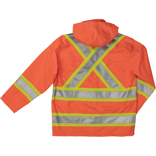 Ripstop Safety Rain Jacket, Polyester, Large, High Visibility Orange Buying Direct Corp.