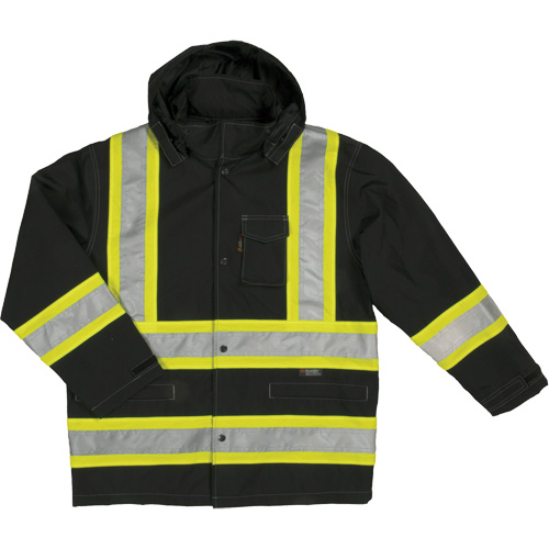 Ripstop Safety Rain Jacket, Polyester, Large, Black Buying Direct Corp.