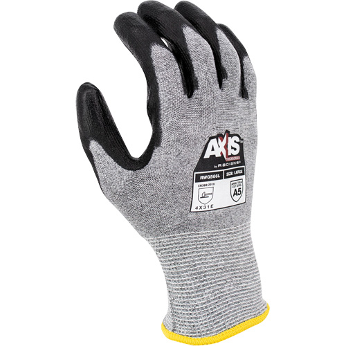 RWG566 AXIS Cut Protection Touchscreen Work Glove, Size X-Large, 18 Gauge, Polyurethane Coated, Stainless Steel/HPPE Shell, ASTM ANSI Level A5/EN 388 Level E Buying Direct Corp.
