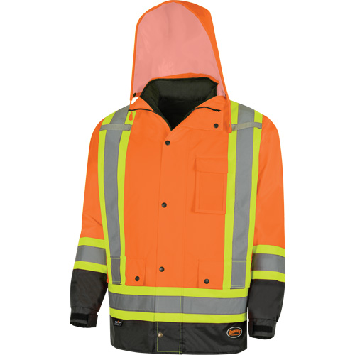 5056 Pioneer&reg; Yukon 7-in-1 Waterproof Winter Safety Parka, Polyester, Black/High Visibility Orange, X-Small Buying Direct Corp.