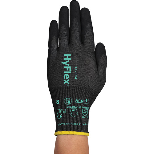 HyFlex&reg; 11-594 Cut-Resistant Gloves, Size X-Large/10, 18 Gauge, Nitrile Coated, HPPE/Intercept Shell, ASTM ANSI Level A9/EN 388 Level F Buying Direct Corp.