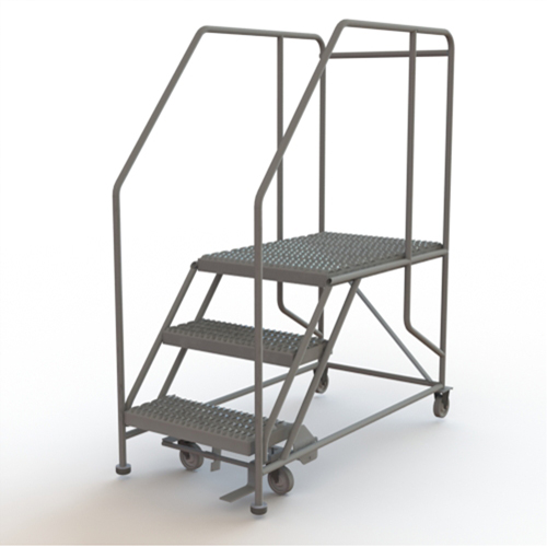 Mobile Work Platform, Steel, 3 Steps, 30" H, 35" D, 24" Step, Serrated Buying Direct Corp.