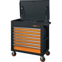 GSX Series Rolling Tool Cart with Tilt Top, 7 Drawers, 35" L x 20" W x 39" H, Black/Orange Buying Direct Corp.