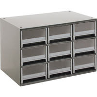 Modular Parts Cabinets, Steel, 9 Drawers, 17" x 10-9/16" x 3-1/16", Grey Buying Direct Corp.