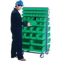 Double-Sided Mobile Bin Rack, Double-sided, 96 bins, 36" W x 24" D x 63" H Buying Direct Corp.