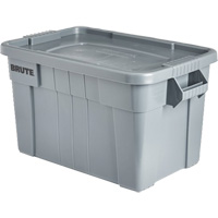 Brute Storage Tote with Lid, 27.88” D x 17.38” W x 15.13” H, 160 lbs. Capacity, Grey Buying Direct Corp.