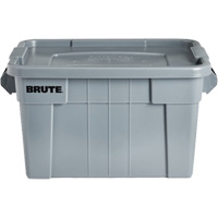 Brute Storage Tote with Lid, 27.88” D x 17.38” W x 15.13” H, 160 lbs. Capacity, Grey Buying Direct Corp.