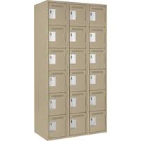Clean Line Lockerette, 6 -tier, Bank of 3, 36" x 18" x 72", Steel, Beige, Rivet (Assembled) Buying Direct Corp.