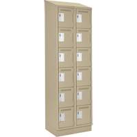 Clean Line Lockerette , 6 -tier, Bank of 2, 24" x 18" x 82", Steel, Beige, Rivet (Assembled) Buying Direct Corp.
