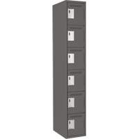 Clean Line Lockerette, 6 -tier, 12" x 18" x 72", Steel, Charcoal, Rivet (Assembled) Buying Direct Corp.