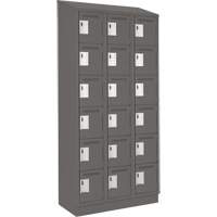 Clean Line Lockerette, 6 -tier, Bank of 3, 36" x 18" x 82", Steel, Charcoal, Rivet (Assembled) Buying Direct Corp.