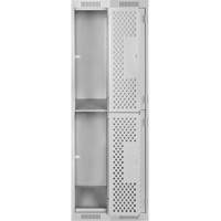 Clean Line Lockers, 2 -tier, Bank of 2, 24" x 12" x 72", Steel, Grey, Rivet (Assembled), Perforated Buying Direct Corp.