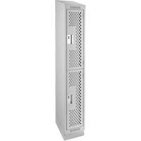 Clean Line Lockers, 2 -tier, 12" x 15" x 82", Steel, Grey, Rivet (Assembled), Perforated Buying Direct Corp.