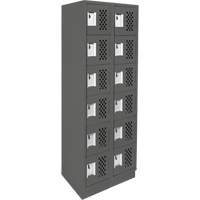 Assembled Lockerettes Clean Line Perforated Economy Lockers, 6 -tier, Bank of 2, 18" x 72" x 12", Steel Buying Direct Corp.