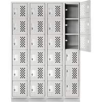 Assembled Clean Line Perforated Economy Lockers, 6 -tier, Bank of 4, 18" x 72" x 12", Steel Buying Direct Corp.
