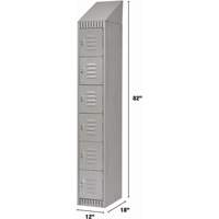 Lockers, 6 -tier, 12" x 18" x 82", Steel, Grey, Knocked Down Buying Direct Corp.