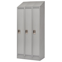 Lockers, Bank of 3, 36" x 18" x 86", Steel, Grey, Knocked Down Buying Direct Corp.