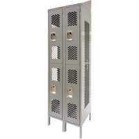 Vented Lockers, 2 -tier, Bank of 2, 24" x 18" x 88", Steel, Grey, Knocked Down, Perforated Buying Direct Corp.
