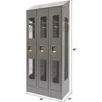 Vented Lockers, Bank of 3, 36 x 18" x 88", Steel, Grey, Knocked Down, Perforated Buying Direct Corp.